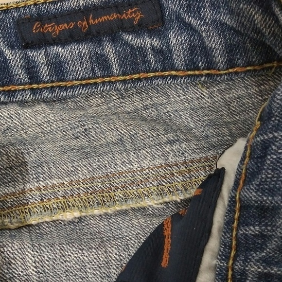 Citizens Of Humanity Blue Whiskering Medium Wash Embroidered Boot Cut Jean - Picture 6 of 8